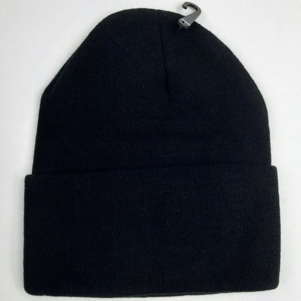 Tool Beanie Black Long Cuff Embroidered patch application Watch Cap Retro Rock - Picture 2 of 2